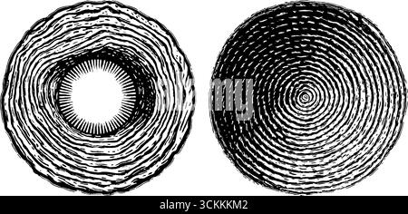 Collezione di illusioni ottiche vintage: Intricati cerchi di taumatrope per l'arte e il design. Illustrazione Vettoriale