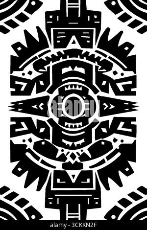 Banner con motivo etnico inciso per sfondi creativi. Illustrazione Vettoriale