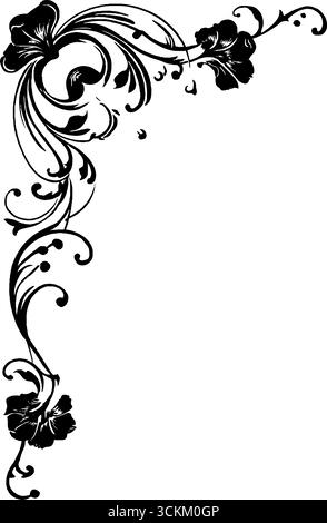 Elegante bordo astratto con motivi floreali a ventaglio per design e decorazione. Illustrazione Vettoriale