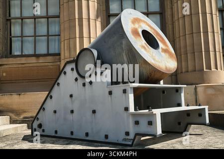 Mortaio di fronte all'American Civil War Museum of Ohio, Tiffin Ohio. STATI UNITI 2025 Foto Stock