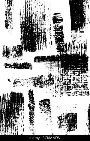 Tratti di pastello nero astratto in cera su bianco per un design artistico e uno sfondo testurizzato. Illustrazione Vettoriale