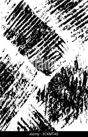 Pennellate artistiche di cera nera su sfondo bianco per un design creativo. Illustrazione Vettoriale