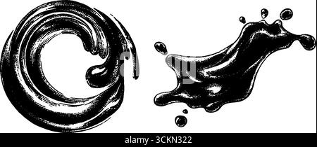 Disegni a vortice liquidi incisi per opere d'arte e concetti di design. Illustrazione Vettoriale