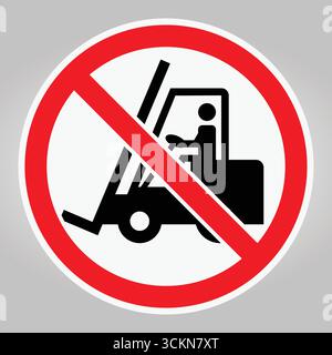 Questo segnale di sicurezza indica l'impossibilità di accedere ai carrelli elevatori nelle aree designate, garantendo la sicurezza sul luogo di lavoro e la conformità in fase di costruzione e di magazzino Illustrazione Vettoriale