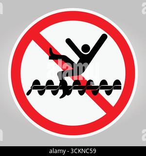 Questa immagine presenta un simbolo di avvertenza che indica un grave pericolo di scivolamento sul filo spinato. Il design audace enfatizza l'importanza della sicurezza e del c Illustrazione Vettoriale