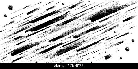 Illustrazione astratta incisa di frammenti di pixel che creano un pattern geometrico dinamico. Illustrazione Vettoriale