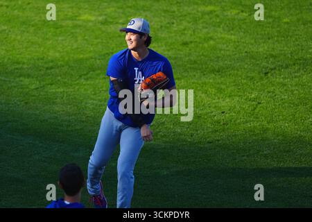 California, Stati Uniti. 12 settembre 2025. Shohei Ohtani, (Dodgers), 12 settembre 2025 - Baseball: Partita di regular season tra MLB. San Francisco Giantsand Los Angeles Dodgers all'Oracle Park in California, Stati Uniti. Crediti: Creative 2/AFLO/Alamy Live News Foto Stock