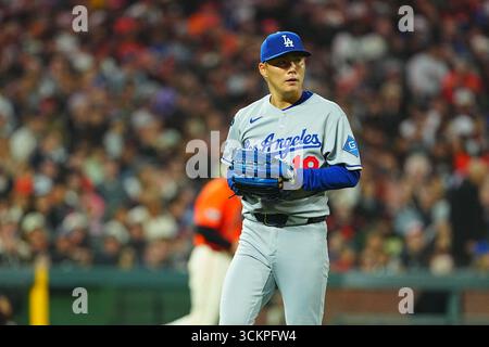 California, Stati Uniti. 12 settembre 2025. Yoshinobu Yamamoto, (Dodgers), 12 settembre 2025 - Baseball: MLB regular season game between. San Francisco Giantsand Los Angeles Dodgers all'Oracle Park in California, Stati Uniti. Crediti: Creative 2/AFLO/Alamy Live News Foto Stock