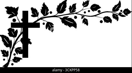 Croce decorata con struttura a vite e linea decorativa a spirale per artigianato e decorazioni. Illustrazione Vettoriale