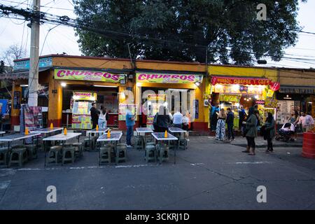 Città del Messico, Messico; 1 novembre 2024: Strade e atmosfera per il giorno dei morti a Colonia del Carmen a Coyoacán. Foto Stock