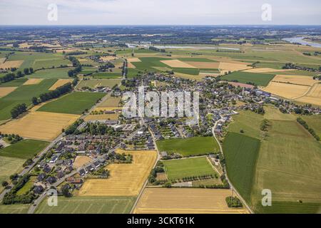 Veduta aerea, zona di Ginderich, Wesel, bassa Renania, Renania settentrionale-Vestfalia, Germania, Germania, GERMANIA, Europa, imposta sulla proprietà, beni immobili, vista aerea, dall'alto Foto Stock