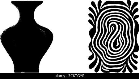 Amfora artistica in argilla e motivo a spirale con design a punta di moneta. Illustrazione Vettoriale