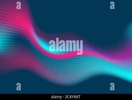 Rosa blu onda liquida liscia e linee curve sfondo astratto. Progettazione vettoriale Illustrazione Vettoriale