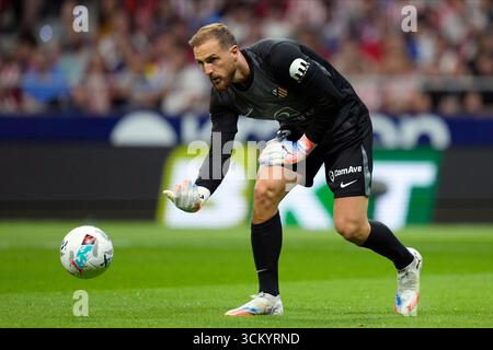 Madrid, Spagna. 14 settembre 2025. Jan Oblak dell'Atletico de Madrid durante la partita della Liga EA Sports tra l'Atletico de Madrid e il Villarreal CF giocata allo stadio Riyadh Metropolitano il 13 settembre 2025 a Madrid. (Foto di Cesar Cebolla/PRESSIN) credito: PRESSINPHOTO SPORTS AGENCY/Alamy Live News Foto Stock