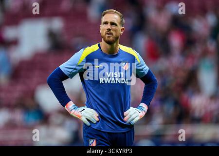 Madrid, Spagna. 14 settembre 2025. Jan Oblak dell'Atletico de Madrid durante la partita della Liga EA Sports tra l'Atletico de Madrid e il Villarreal CF giocata allo stadio Riyadh Metropolitano il 13 settembre 2025 a Madrid. (Foto di Cesar Cebolla/PRESSIN) credito: PRESSINPHOTO SPORTS AGENCY/Alamy Live News Foto Stock