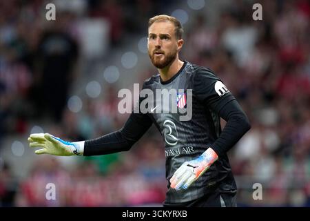 Madrid, Spagna. 14 settembre 2025. Jan Oblak dell'Atletico de Madrid durante la partita della Liga EA Sports tra l'Atletico de Madrid e il Villarreal CF giocata allo stadio Riyadh Metropolitano il 13 settembre 2025 a Madrid. (Foto di Cesar Cebolla/PRESSIN) credito: PRESSINPHOTO SPORTS AGENCY/Alamy Live News Foto Stock