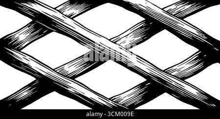 Interblocco reticolato e tratteggio a rombo per una decorazione artistica. Illustrazione Vettoriale