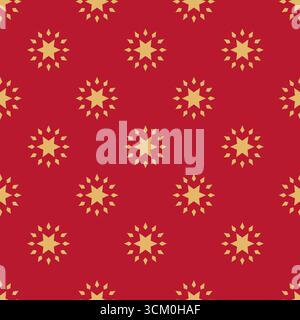 Motivo sfondo rosso Golden Stars Illustrazione Vettoriale