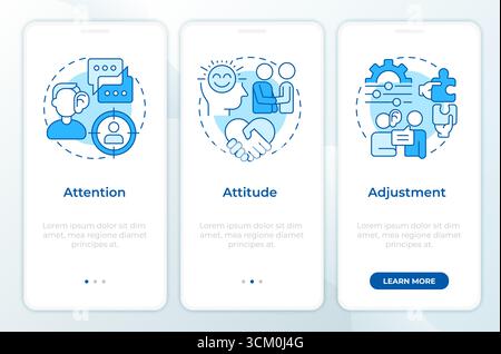 Schermata blu delle capacità di ascolto di base dell'app mobile onboarding Illustrazione Vettoriale