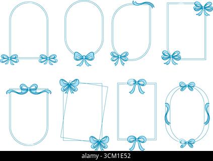 Set di cornici di forme diverse con archi blu Illustrazione Vettoriale