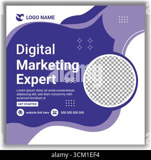 Professionista Business Marketing Expert Banner per social media promozione online aziendale modello quadrato illustrazione vettoriale Illustrazione Vettoriale
