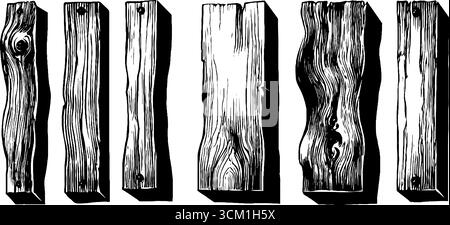 Tavole in legno vintage e tavole in legno disegnano per un design rustico. Illustrazione Vettoriale