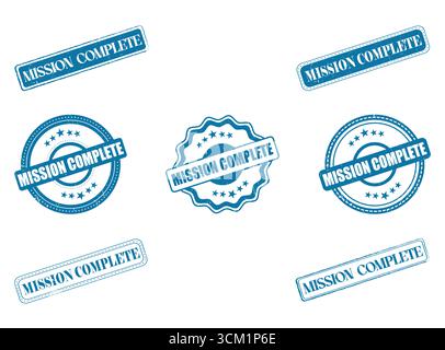 Una collezione di sigilli e francobolli in gomma Mission complete Illustrazione Vettoriale