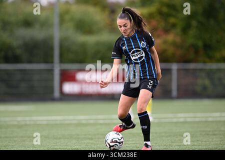 Aalter, Belgio. 13 settembre 2025. Romy Camps (3) di Brugge nella foto durante una partita di calcio femminile tra Club Brugge Dames YLA e SV Zulte Waregem nella seconda partita della stagione 2025-2026 della belga lotto Womens Super League, sabato 13 settembre 2025 ad Aalter, BELGIO. Crediti: Sportpix/Alamy Live News Foto Stock