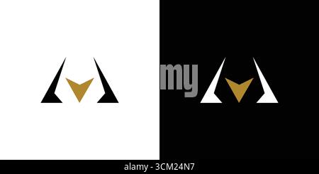 Design moderno e forte con logo con lettere M iniziali Illustrazione Vettoriale