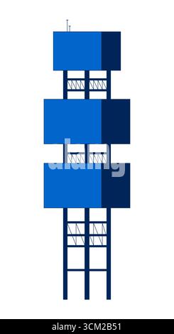Struttura a torre per piattaforme petrolifere offshore oggetto cartoon 2D. Illustrazione Vettoriale