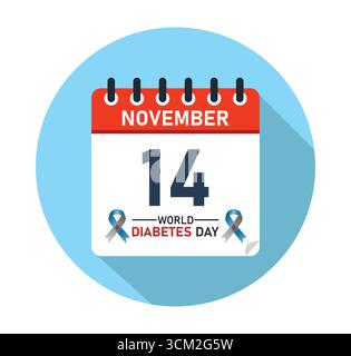 World Diabetes Day 14 novembre Calendar Graphic Design. banner per post sui social media. Illustrazione vettoriale Illustrazione Vettoriale