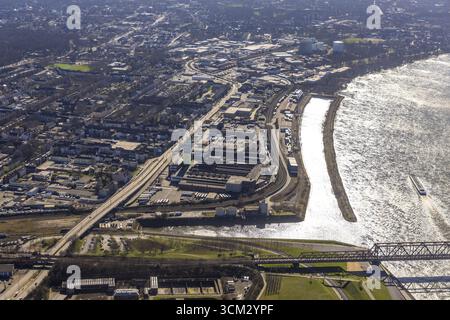 Vista aerea, sito di Alga, parco residenziale e business Park progettato, Wanheimerort, Duisburg, zona della Ruhr, Renania settentrionale-Vestfalia, Germania, DE, Europa, in Foto Stock