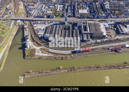 Vista aerea, sito di Alga, parco residenziale e business Park progettato, Wanheimerort, Duisburg, zona della Ruhr, Renania settentrionale-Vestfalia, Germania, DE, Europa, in Foto Stock
