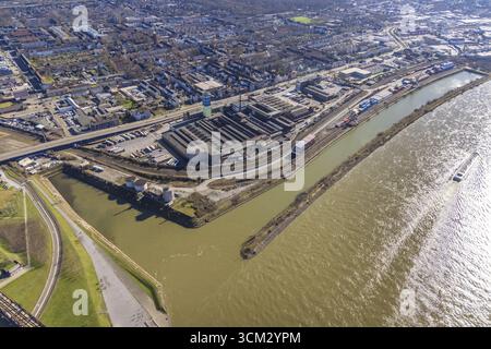 Vista aerea, sito di Alga, parco residenziale e business Park progettato, Wanheimerort, Duisburg, zona della Ruhr, Renania settentrionale-Vestfalia, Germania, DE, Europa, in Foto Stock