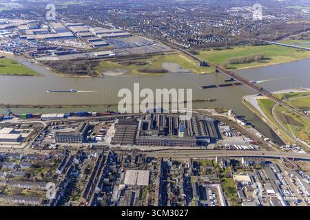 Vista aerea, sito di Alga, parco residenziale e business Park progettato, Wanheimerort, Duisburg, zona della Ruhr, Renania settentrionale-Vestfalia, Germania, DE, Europa, in Foto Stock