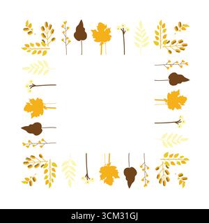 Cornice decorativa vettoriale realizzata con foglie autunnali. Illustrazione Vettoriale
