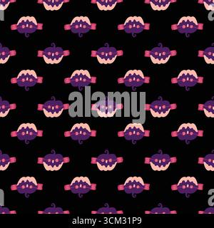 Motivo senza cuciture con simpatiche zucche. Illustrazione Vettoriale