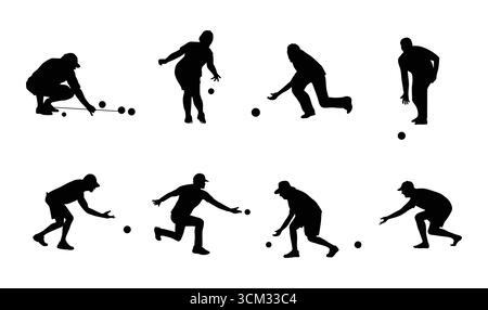 Silhouette sportive da bocce Illustrazione Vettoriale