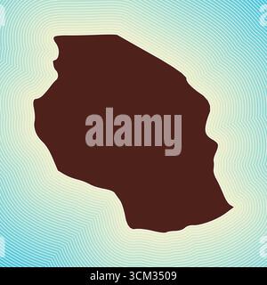Icona mappa Tanzania. Forma del paese su sfondo sfumato a righe radianti. Manifesto vivace della Tanzania. Illustrazione vettoriale creativa. Illustrazione Vettoriale