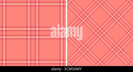 Due motivi di tartan corallino, uno classico, uno diagonale. Sfondo versatile per tessuti, moda o design digitale. Aggiunge un tocco di intimità, eleganza e intramontabile Illustrazione Vettoriale