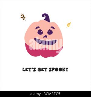 Grazioso design di Halloween con una citazione ispiratrice. Illustrazione Vettoriale