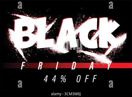 Black friday spruzza vernice bianca su sfondo nero Illustrazione Vettoriale