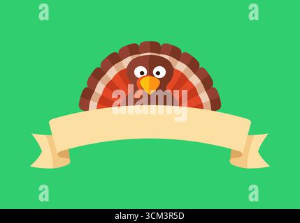Tacchino sopra il nastro vuoto con spazio vuoto per il testo. Illustrazione Vettoriale