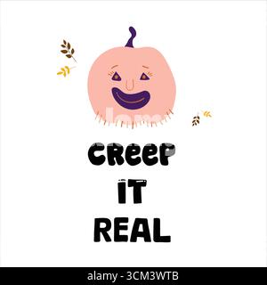 Grazioso design di Halloween con una citazione ispiratrice. Illustrazione Vettoriale