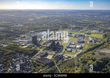 Vista aerea, zona industriale Phoenix West, gasometer, Distant view, Hoerde, Dortmund, regione della Ruhr, Renania settentrionale-Vestfalia, Germania Foto Stock
