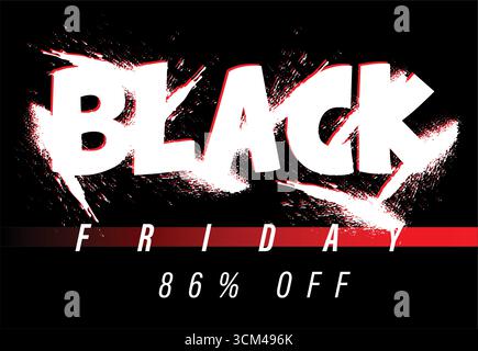 Black friday spruzza vernice bianca su sfondo nero Illustrazione Vettoriale