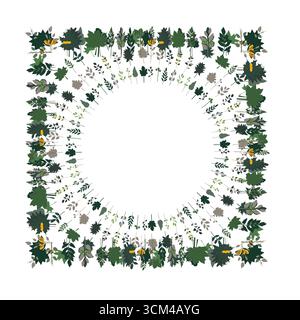 Cornice decorativa vettoriale realizzata con foglie autunnali. Illustrazione Vettoriale