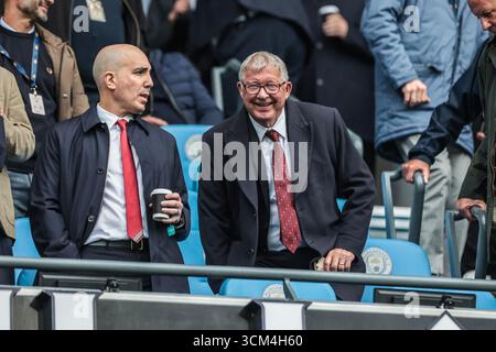 Sir Alex Ferguson ex allenatore del Manchester United durante la partita di Premier League Manchester City vs Manchester United all'Etihad Stadium, Manchester, Regno Unito, 14 settembre 2025 (foto di Mark Cosgrove/News Images) Foto Stock