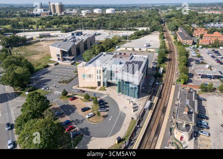 Vista aerea di Castle House, Newark and Sherwood District Council, Newark-on-Trent, Nottinghamshire, Regno Unito. Foto Stock