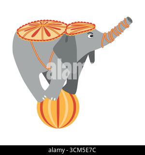 Circo chapito. Caratteri vettoriali di animali del circo leone, orso, foca, cavallo, zebra, elefante Illustrazione Vettoriale